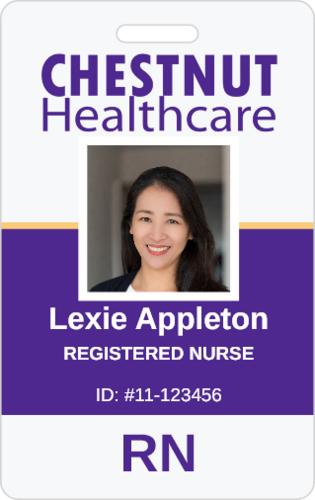 Example home-care staff ID badge — front and back